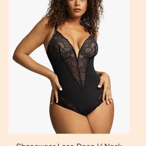 Black Shapewear Bodysuit with Lace Detailing